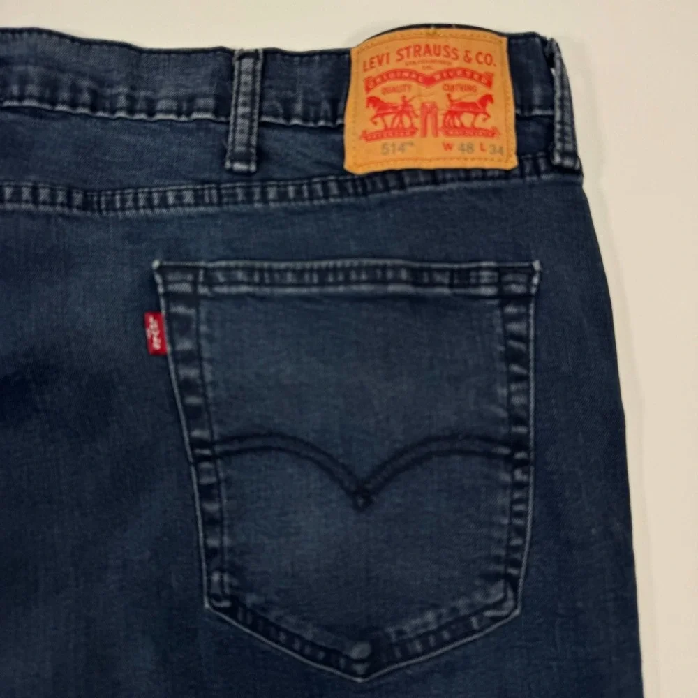 Levi's 514 Jeans Mens 46x31 Tagged 48x34 Dark Wash Straight Fit Denim Cotton